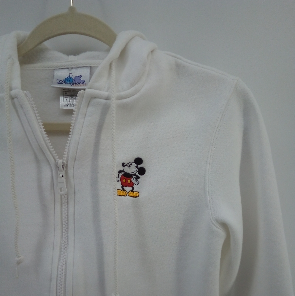 Disneyland Resort Kids White Hoodie Mickey Mouse Cotton Blend Small